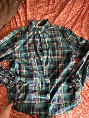 Old Navy Green & Blue Plaid Button-Down Shirt